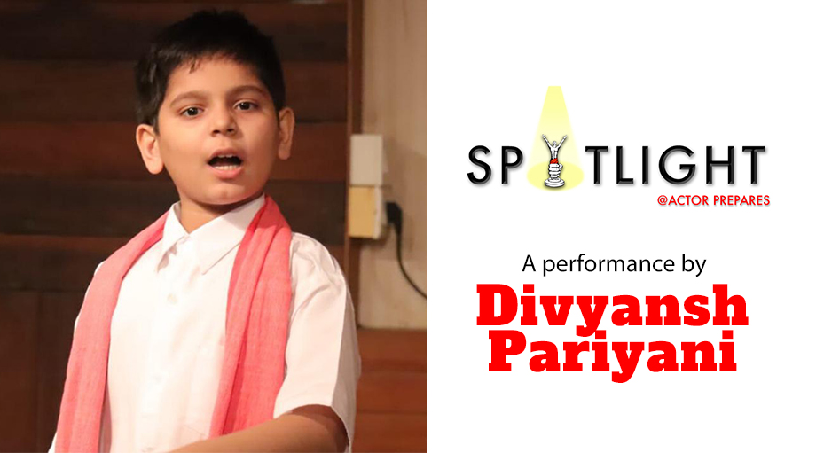 Divyansh Pariyani performance in the Spotlight Series at Actor Prepares